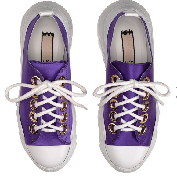 Rare!!! No. 21 Billy Satin Purple Designer Luxury Sneakers NIB NWT - Picture 7 of 16